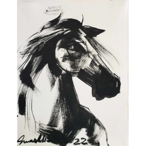 Mashkoor Raza, 12 x 16 Inch, Oil on Canvas, Horse Painting, AC-MR-582